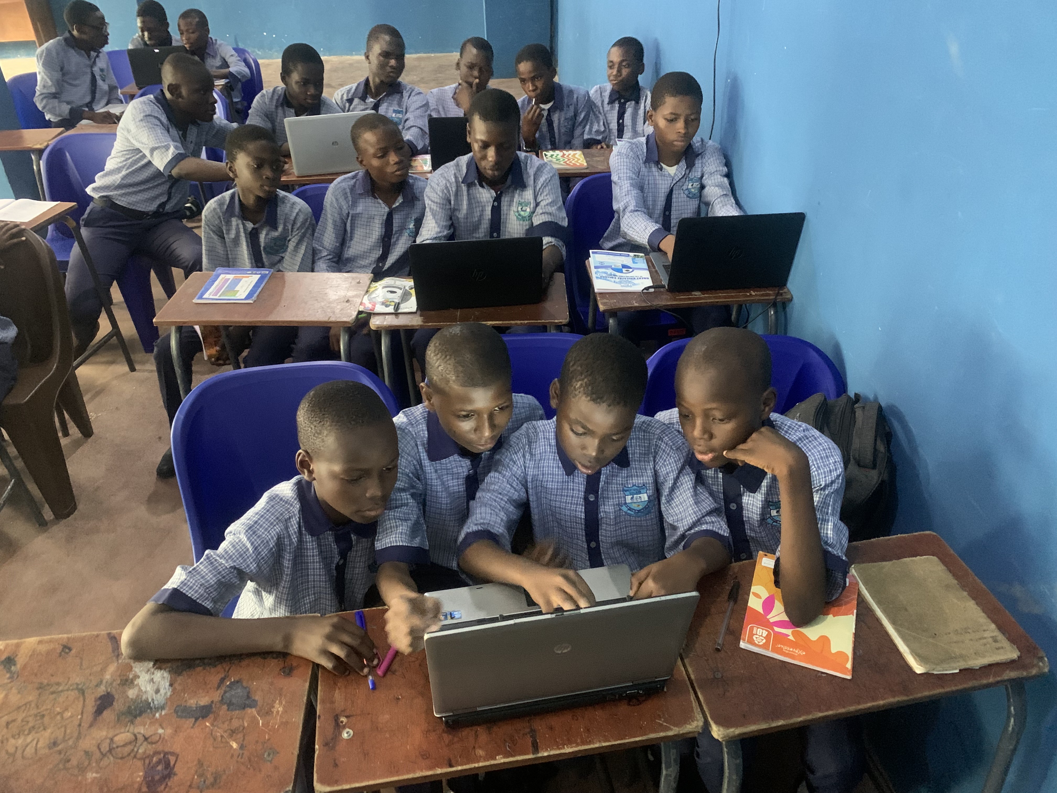 Students conducting experiments in science lab