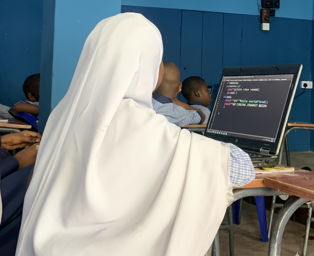 Students in computer lab learning coding
